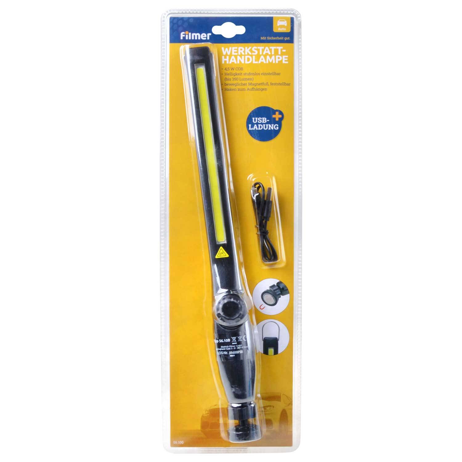 USB Werkstatt-Handlampe 4,5W COB LED Magnet + Haken