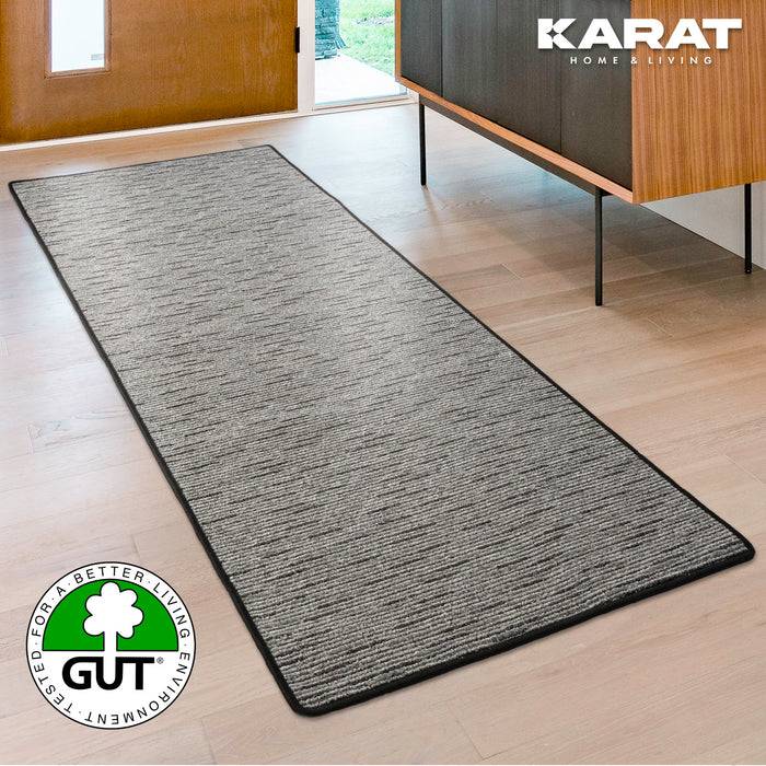 FLOORDIREKT Teppichläufer Geneva - Mit weicher Filzrückseite & Umkettelung - Anthrazit - 80 x 150 cm
