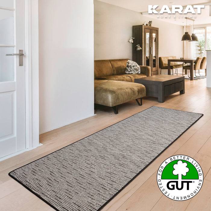 FLOORDIREKT Teppichläufer Geneva - Mit weicher Filzrückseite & Umkettelung - Anthrazit - 80 x 200 cm