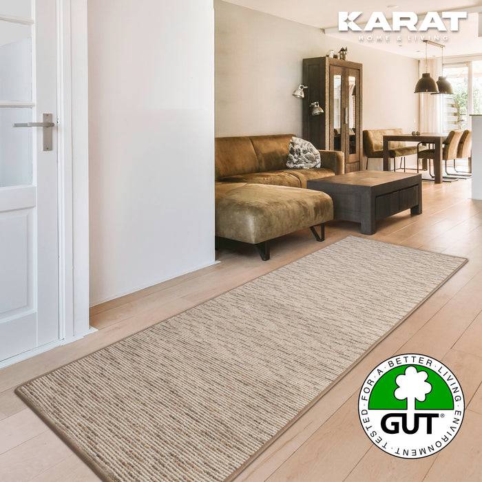 FLOORDIREKT Teppichläufer Geneva - Mit weicher Filzrückseite & Umkettelung - Beige - 80 x 150 cm
