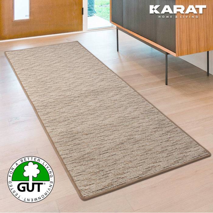 FLOORDIREKT Teppichläufer Geneva - Mit weicher Filzrückseite & Umkettelung - Beige - 80 x 300 cm