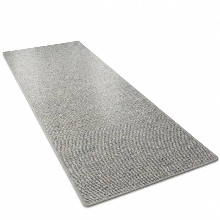 FLOORDIREKT Teppichläufer Geneva - Mit weicher Filzrückseite & Umkettelung - Silbergrau - 80 x 400 cm