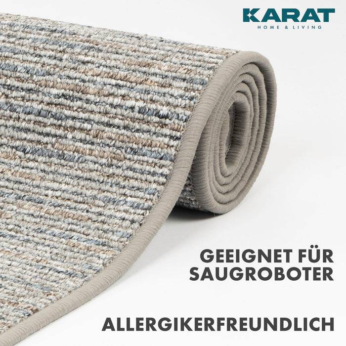 FLOORDIREKT Teppichläufer Geneva - Mit weicher Filzrückseite & Umkettelung - Silbergrau - 80 x 400 cm