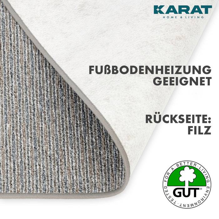 FLOORDIREKT Teppichläufer Geneva - Mit weicher Filzrückseite & Umkettelung - Silbergrau - 80 x 400 cm