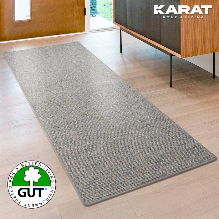 FLOORDIREKT Teppichläufer Geneva - Mit weicher Filzrückseite & Umkettelung - Silbergrau - 80 x 400 cm
