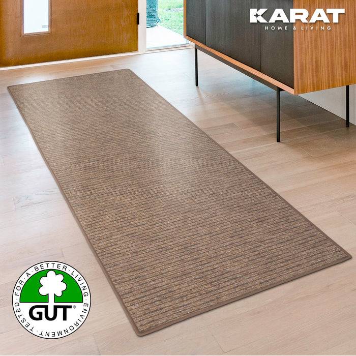 FLOORDIREKT Teppichläufer Geneva - Mit weicher Filzrückseite & Umkettelung - Hellbraun - 80 x 150 cm