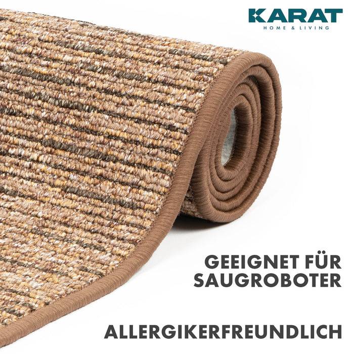 FLOORDIREKT Teppichläufer Geneva - Mit weicher Filzrückseite & Umkettelung - Hellbraun - 80 x 150 cm