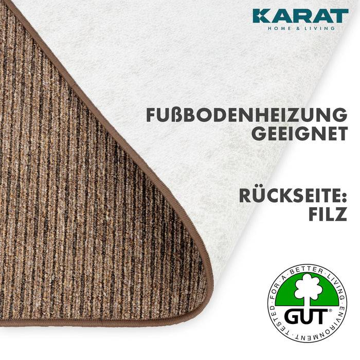 FLOORDIREKT Teppichläufer Geneva - Mit weicher Filzrückseite & Umkettelung - Hellbraun - 80 x 300 cm
