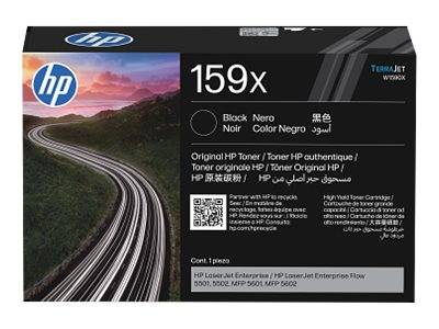 HP 159X schwarze Tonerpatrone Verpackung für HP LaserJet Drucker, mit Produktbild und Kompatibilitätsdetails.