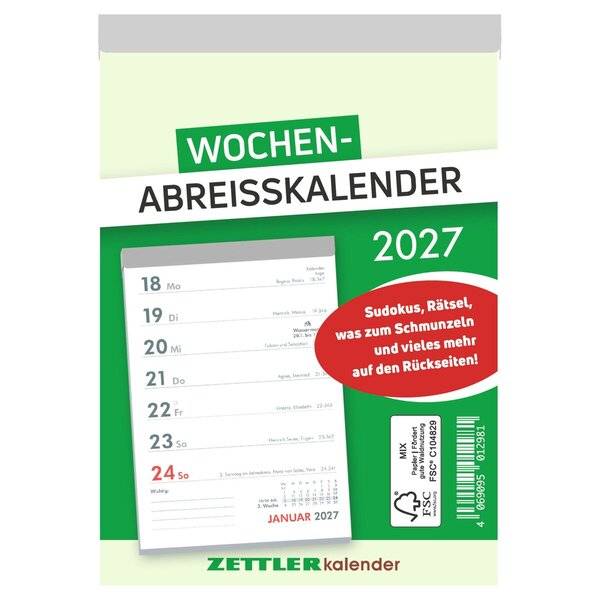 Wochenabreißkalender 325 10,5x14,6cm 2027