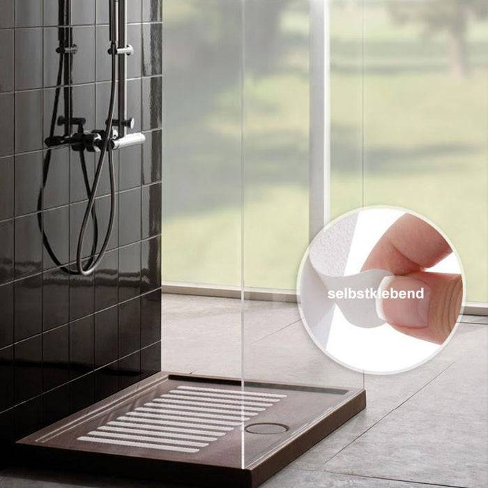 FLOORDIREKT Antirutsch-Streifen - Für Badewanne & Dusche geeignet - Weiß - 25 x 150 mm - 24 Stk.