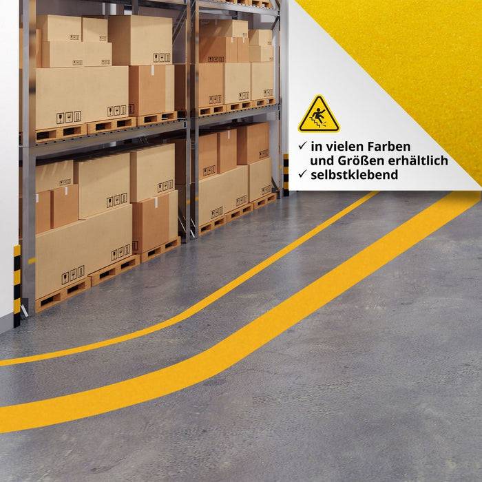 FLOORDIREKT Antirutsch-Streifen - Universal einsetzbar - Gelb - 25 x 18,3 mm - Rollerware