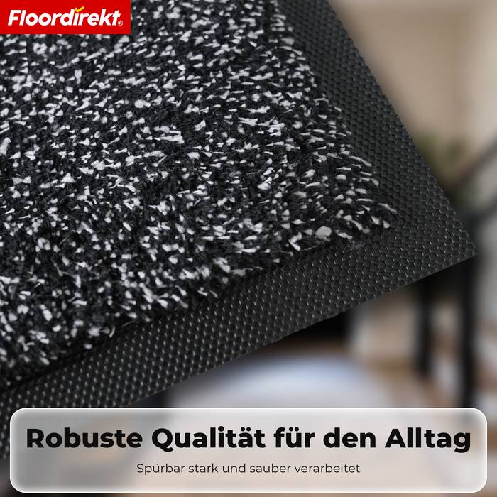 FLOORDIREKT Schmutzfangmatte Karat - Waschbare Sauberlaufmatte mit rutschfester TPE-Rückseite - Anthrazit - 40 x 60 cm