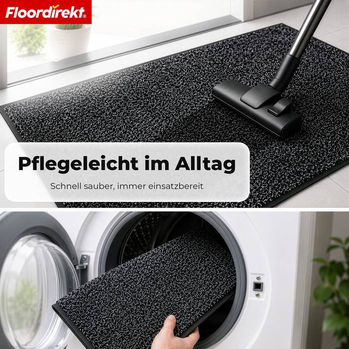 FLOORDIREKT Schmutzfangmatte Karat - Waschbare Sauberlaufmatte mit rutschfester TPE-Rückseite - Anthrazit - 40 x 60 cm