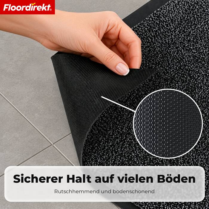 FLOORDIREKT Schmutzfangmatte Karat - Waschbare Sauberlaufmatte mit rutschfester TPE-Rückseite - Anthrazit - 50 x 80 cm