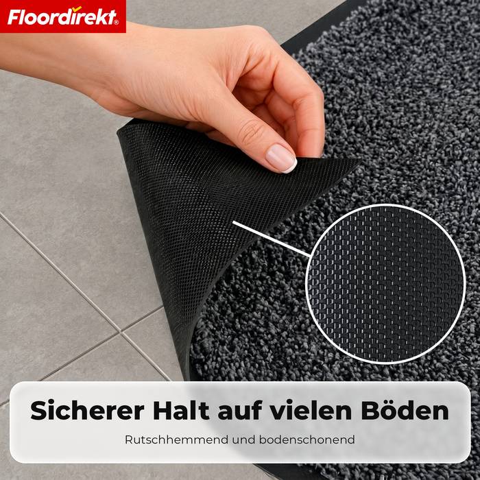 FLOORDIREKT Schmutzfangmatte Karat - Waschbare Sauberlaufmatte mit rutschfester TPE-Rückseite - Grau - 40 x 60 cm