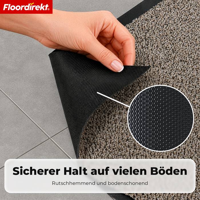 FLOORDIREKT Schmutzfangmatte Karat - Waschbare Sauberlaufmatte mit rutschfester TPE-Rückseite - Beige - 50 x 80 cm