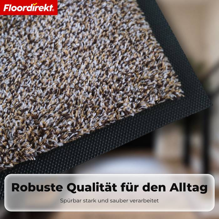 FLOORDIREKT Schmutzfangmatte Karat - Waschbare Sauberlaufmatte mit rutschfester TPE-Rückseite - Beige - 50 x 80 cm