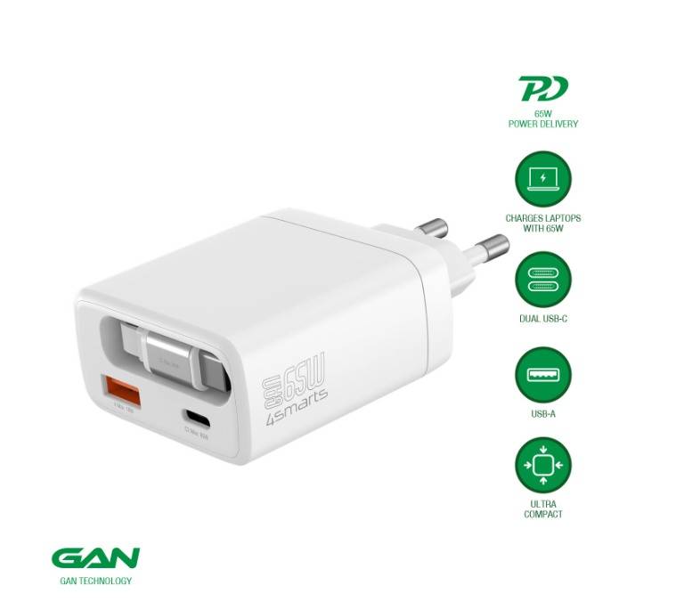 4smarts Netzladegerät PDPlug Slim 65W GaN Jojo, weiß
