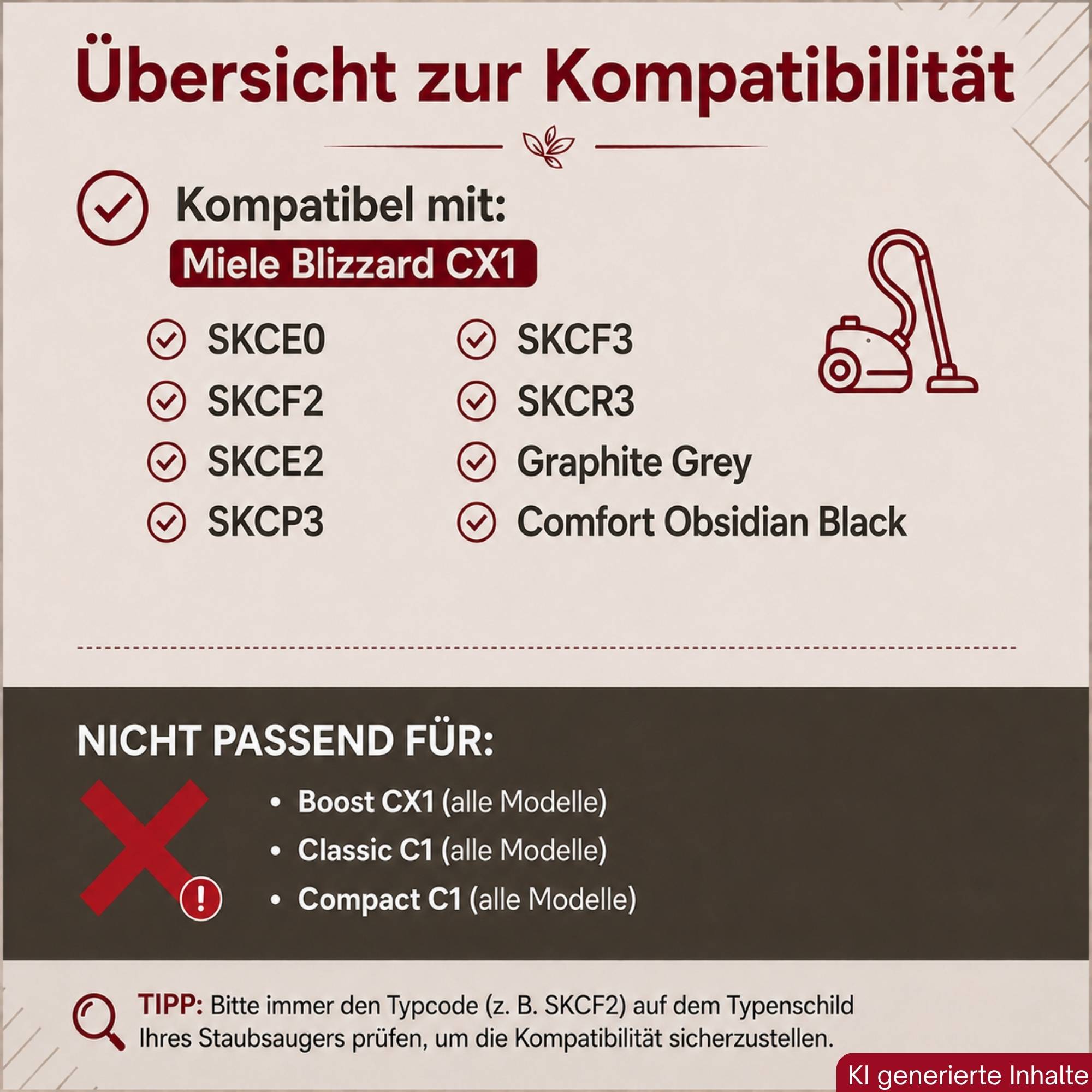 Staubsaugerschlauch passend für Miele CX1 Blizzard Staubsauger Schlauch