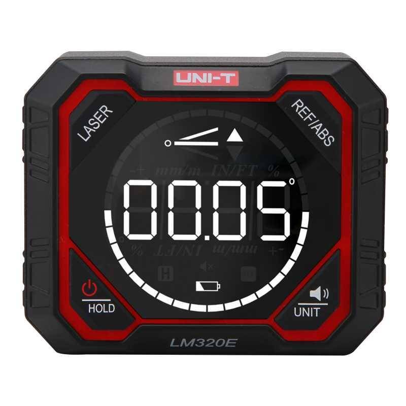 UNI-T LM320E Digitaler Winkelmesser, zweiseitiger Laser, 4x90°, 0,2° Genauigkeit, Magnetfuß, USB C