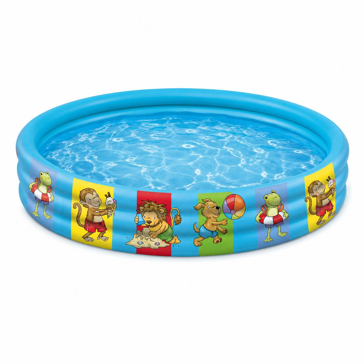 Happy People Planschbecken Summer Friends 100 x 23 cm, aufblasbarer 3-Ring Kinderpool für Garten und Sommer