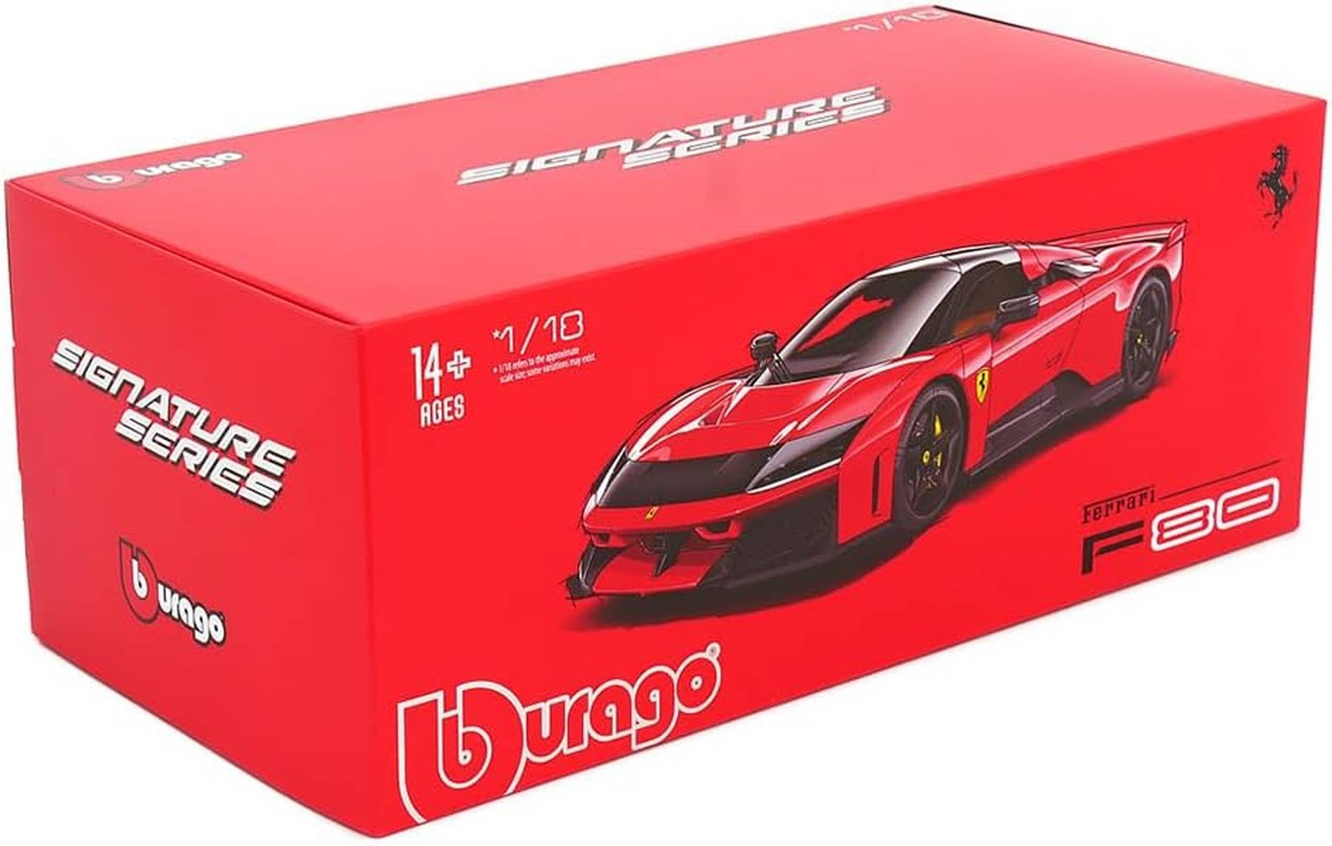 Bburago Ferrari F80 Signature Modellauto 1:18 rot Die Cast Sammlerfahrzeug mit beweglichen Türen Motorhaube und Kofferraum