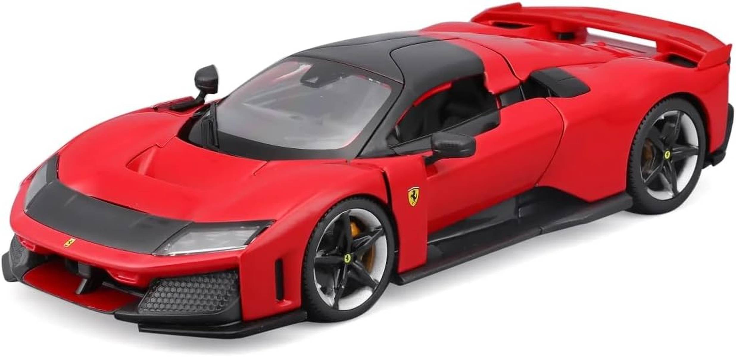 Bburago Ferrari F80 Modellauto 1:24 rot Die Cast Sammlerfahrzeug mit beweglichen Türen für Kinder Auto Fans und Vitrine