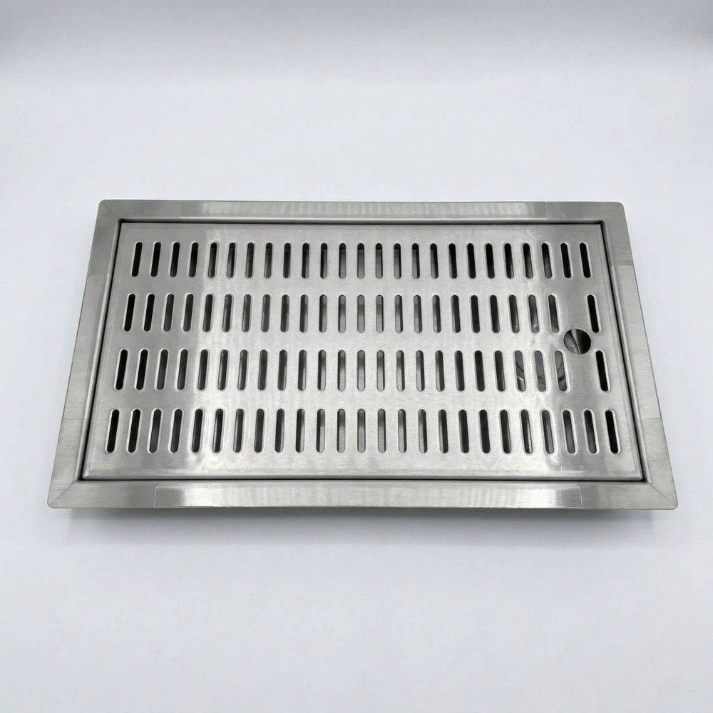 Tropfblech Abtropfblech Tropfschale - CNS zum Einlassen 440 mm x 240 mm inkl. Ablaufstutzen
