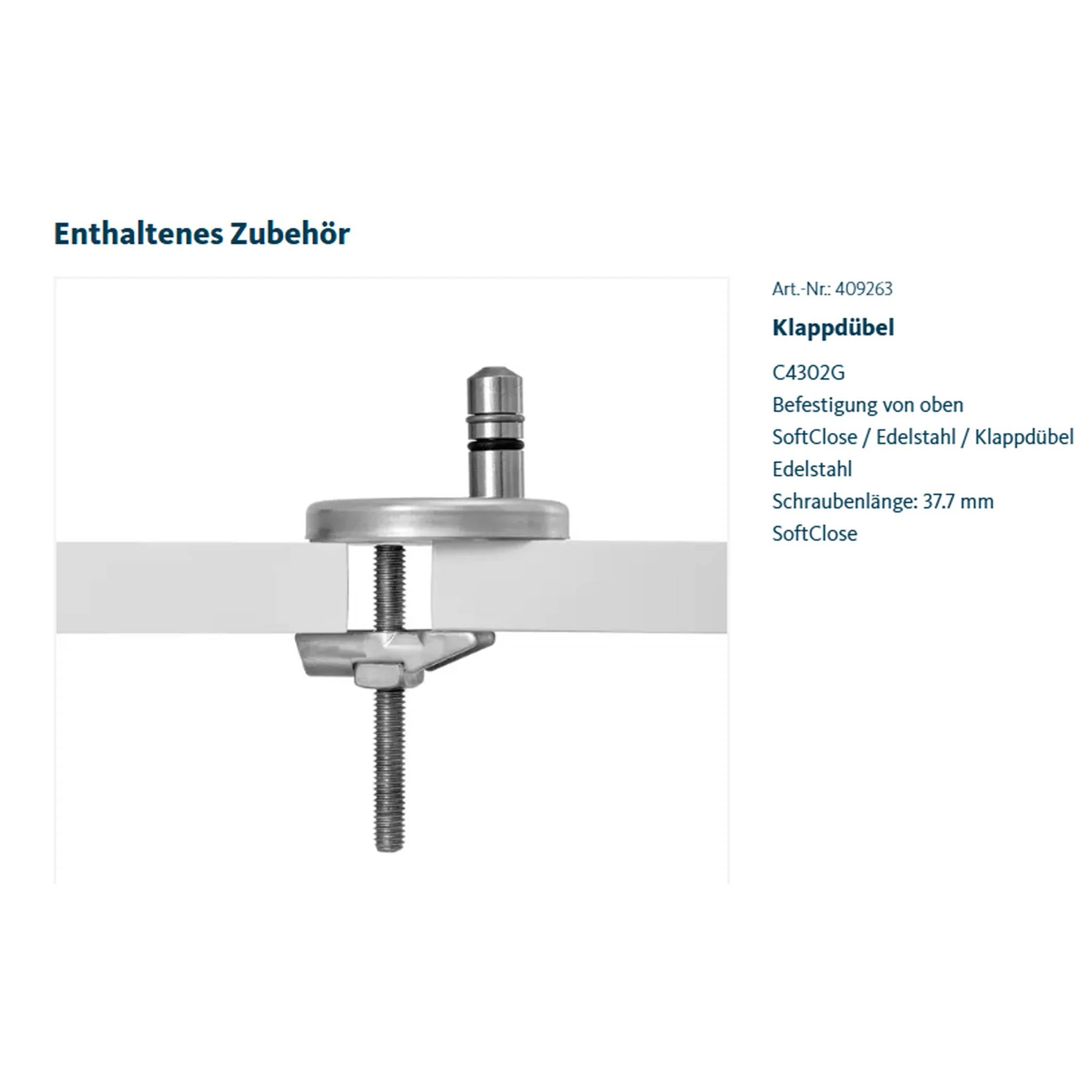 Produktbild einer Metallklappschelle zum Obermontage mit der Bezeichnung „Klappdübel