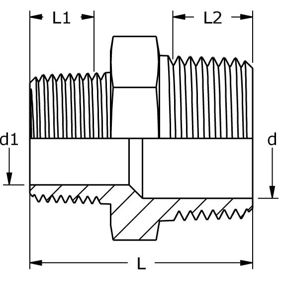Nords Reduziernippel R-209, 1/2" x 3/8", Wkst. 1.4404 / 316L (1.4436), 1 Stk.