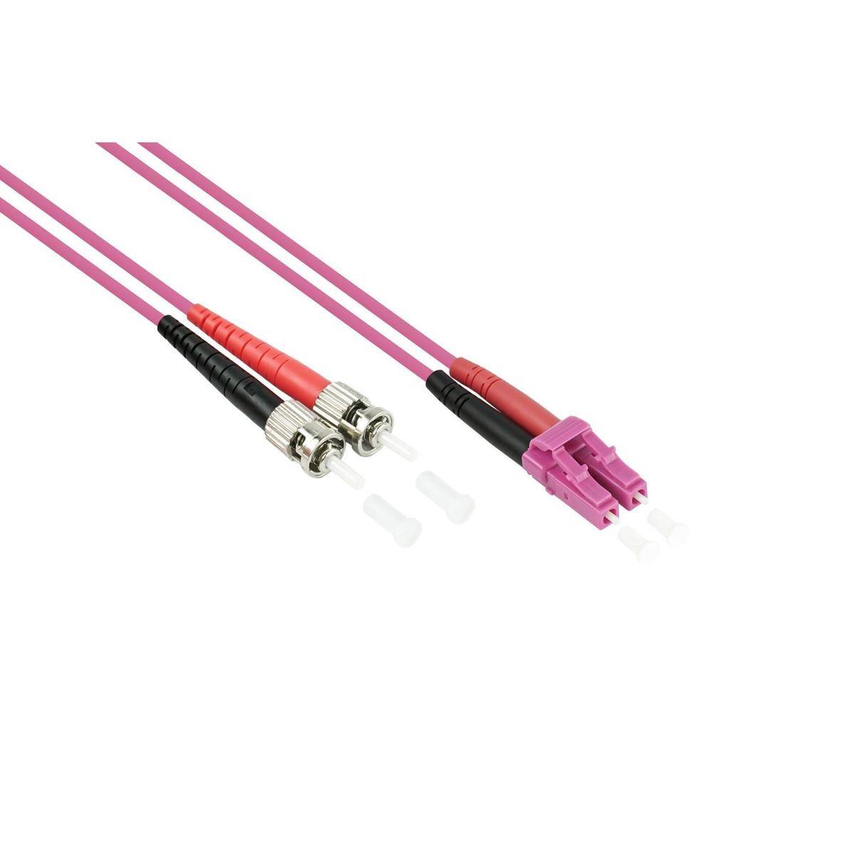 VARIA LWL Patchkabel OM4, Duplex, LC Stecker an ST Stecker, violett, 0,5m