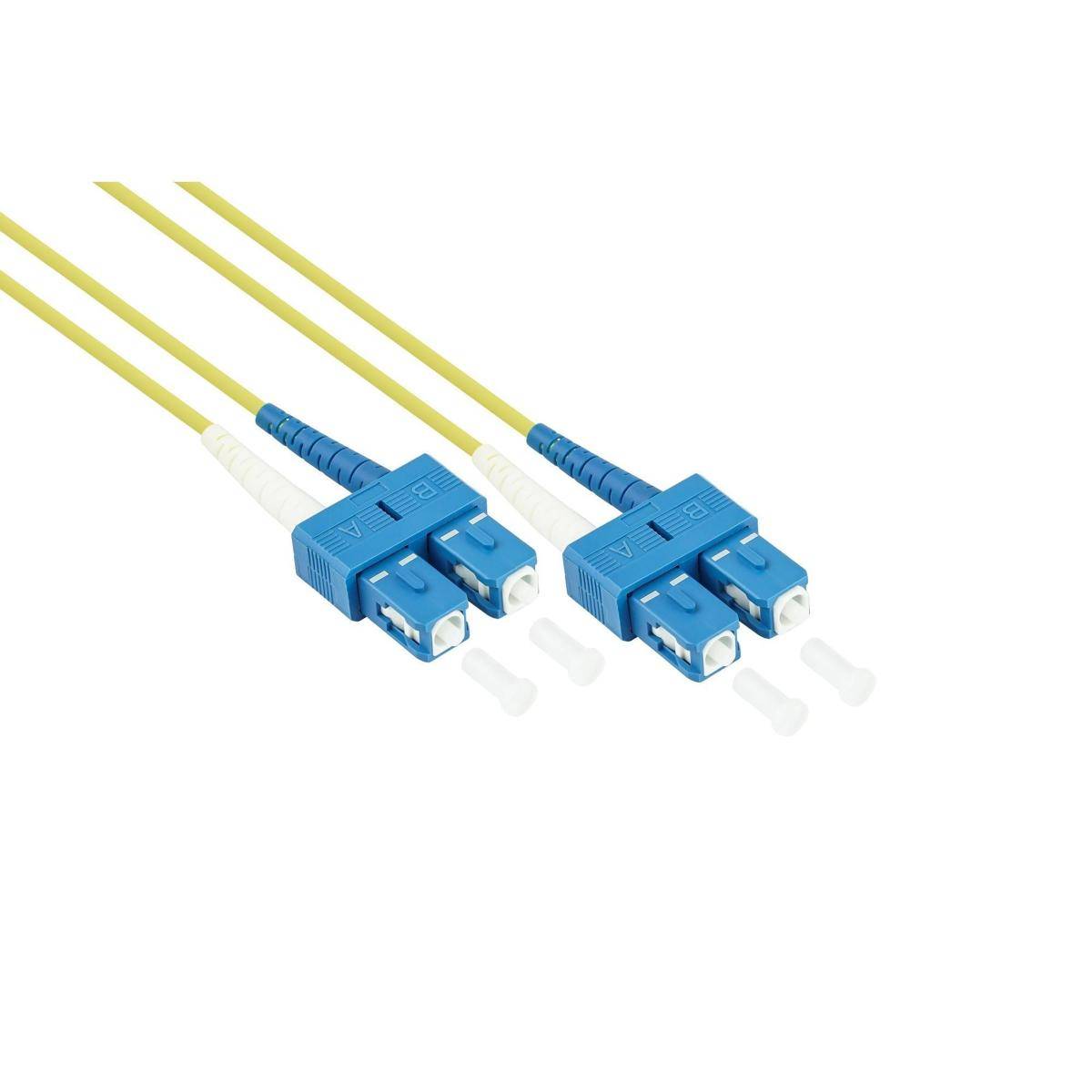 VARIA LWL Patchkabel OS2, Duplex, SC Stecker an SC Stecker, gelb, 1m