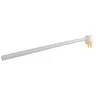 Ein weißes tragbares Greifwerkzeug mit einem langen silbernen Schaft und einer gelben Greifklaue am Ende.