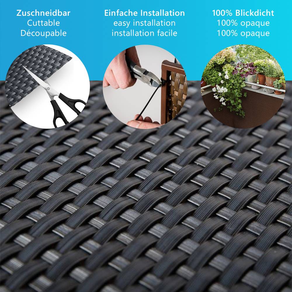 NYVI Polyrattan Balkon Sichtschutz Privafence - Balkonbespannung mit Metallösen - 500x100 cm Honig