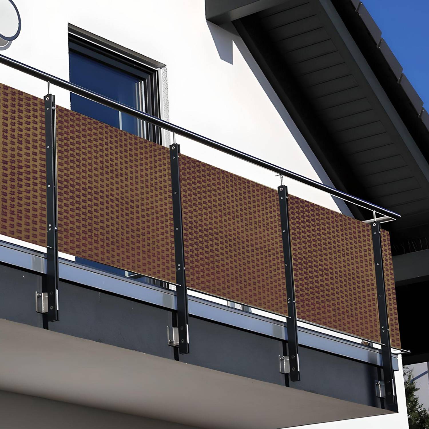 NYVI Polyrattan Balkon Sichtschutz Privafence - Balkonbespannung - 500x100 cm Honig