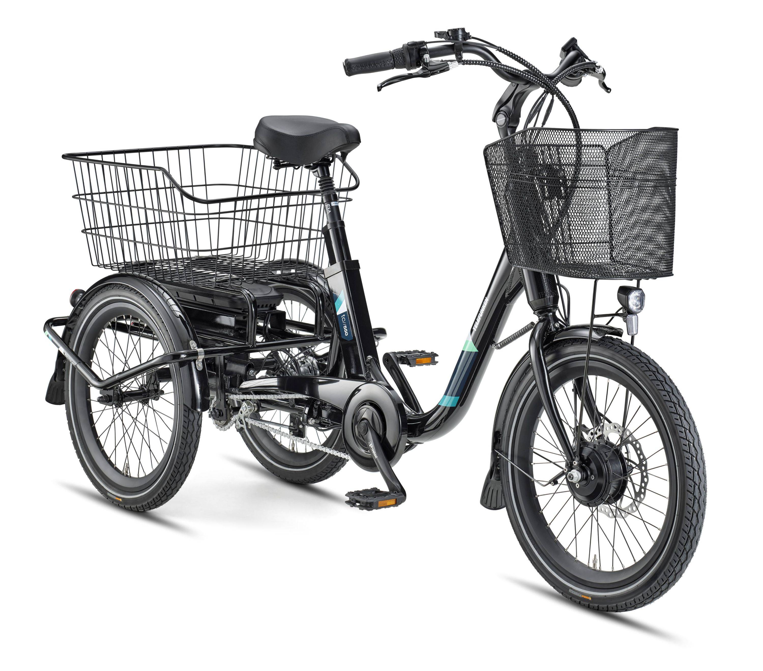 Telefunken TC550 E-Dreirad Elektrofahrrad / Pedelec mit 3-Gang-Nabenschaltung, Fahrradkorb & Seitenschwung, 536,5Wh Akku