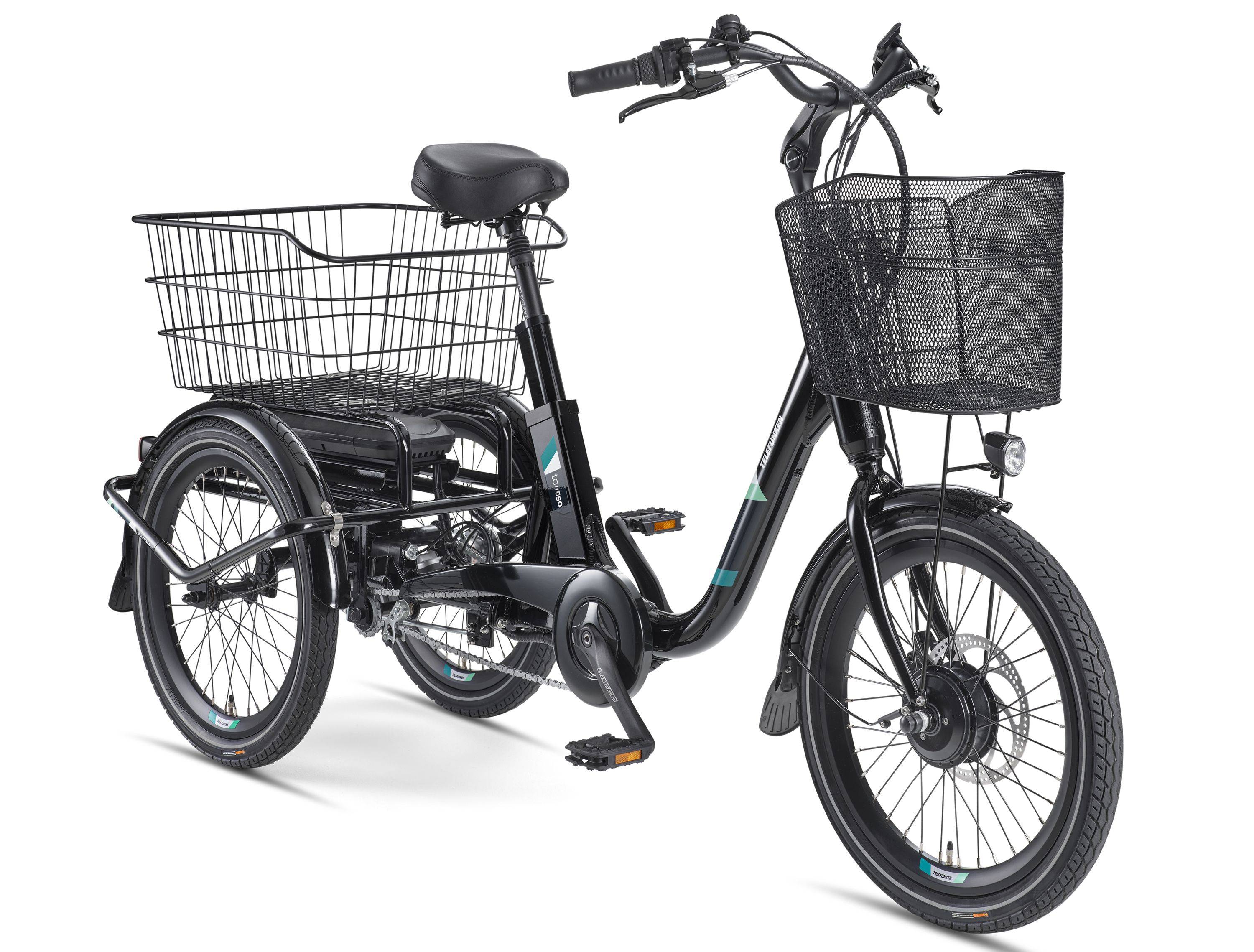 Telefunken TC550 E-Dreirad Elektrofahrrad / Pedelec mit 3-Gang-Nabenschaltung, Fahrradkorb & Seitenschwung, 536,5Wh Akku