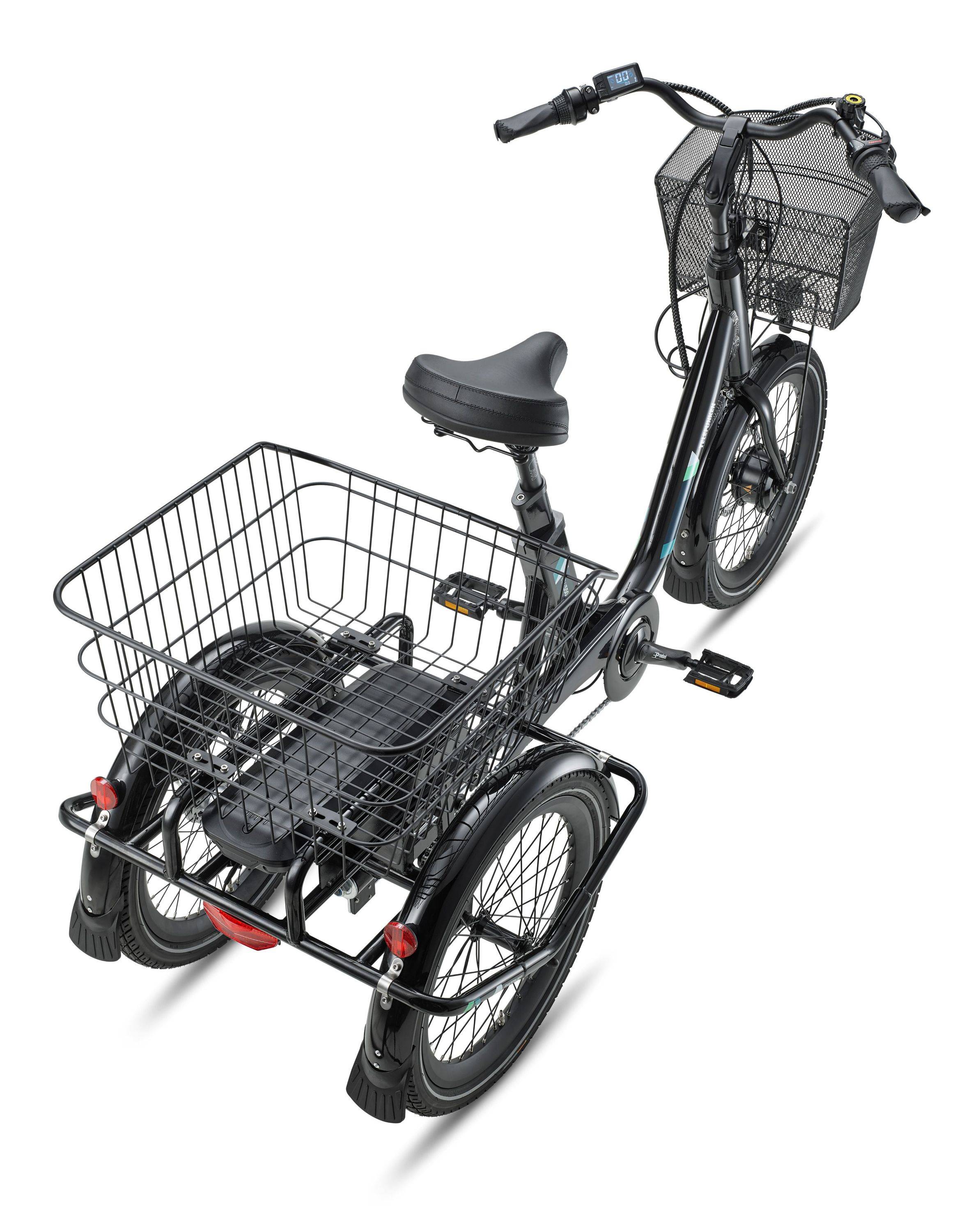Telefunken TC550 E-Dreirad Elektrofahrrad / Pedelec mit 3-Gang-Nabenschaltung, Fahrradkorb & Seitenschwung, 536,5Wh Akku