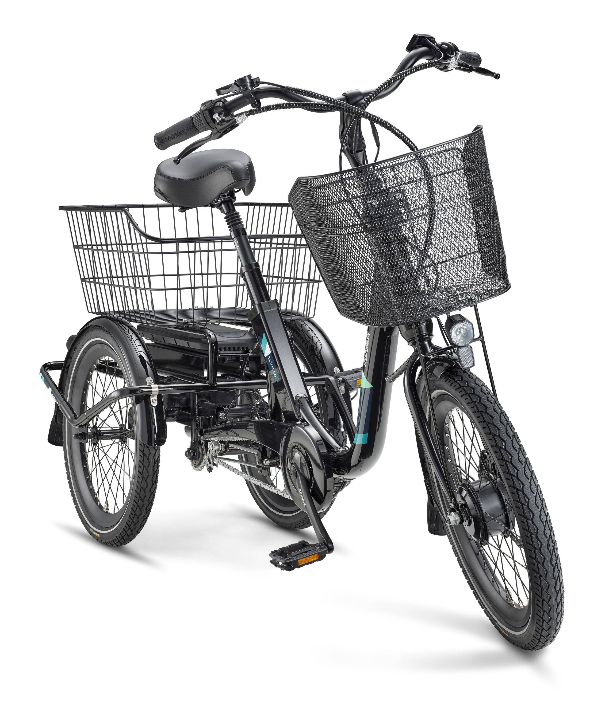 Telefunken TC550 E-Dreirad Elektrofahrrad / Pedelec mit 3-Gang-Nabenschaltung, Fahrradkorb & Seitenschwung, 536,5Wh Akku