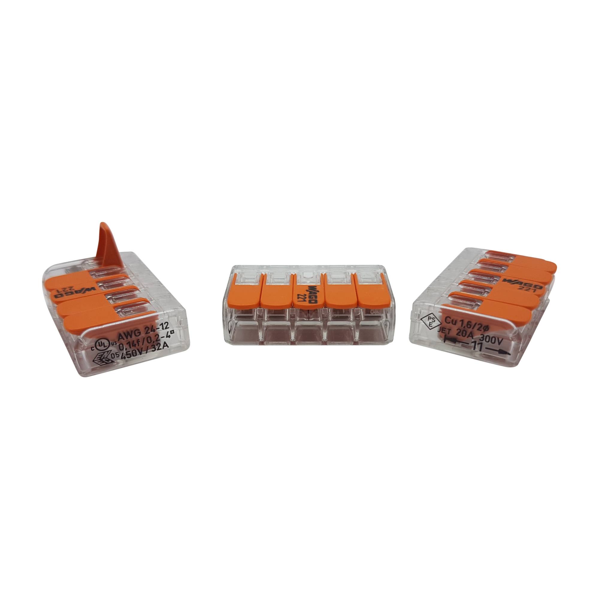 WAGO Klemmen 221-415 - Leuchten Hebel Klemmen - für Kabel 0,14 - 4mm² 30 Stück