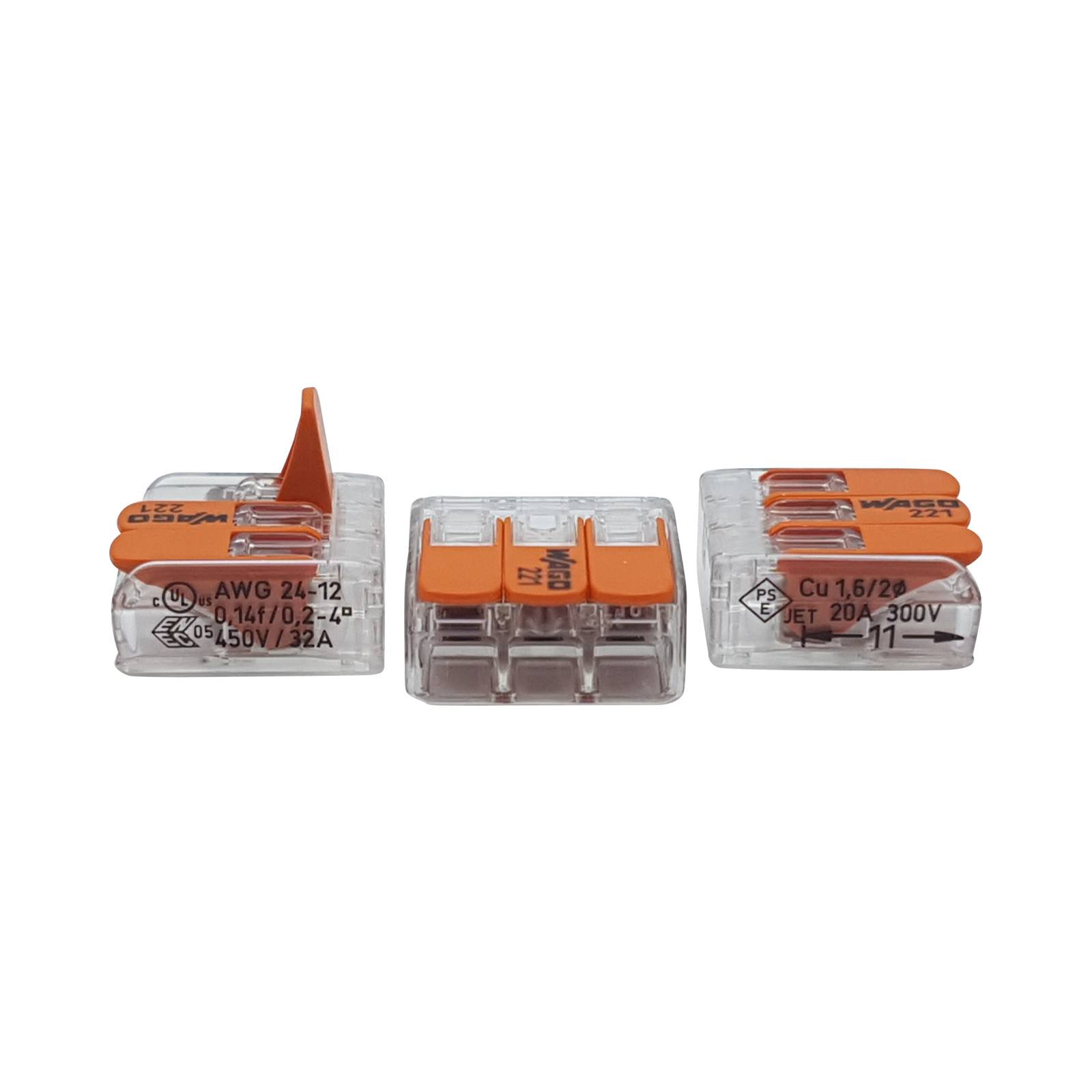 WAGO Klemmen 221-413 - Leuchten Hebel Klemmen - für Kabel 0,14 - 4mm² 30 Stück