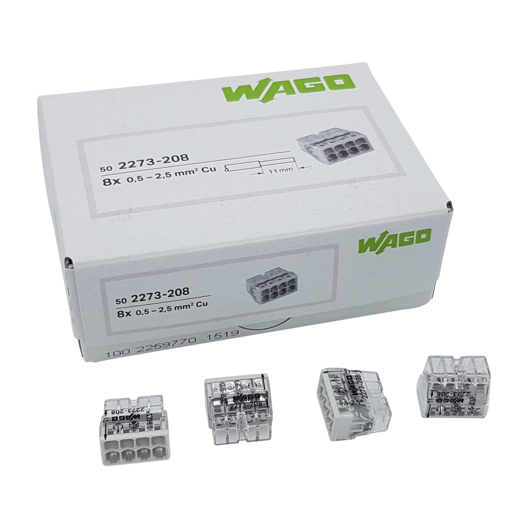 100 Stück WAGO Klemmen 2273-208 - Steckklemme - Verbindungsklemme - 0,5 - 2,5mm²