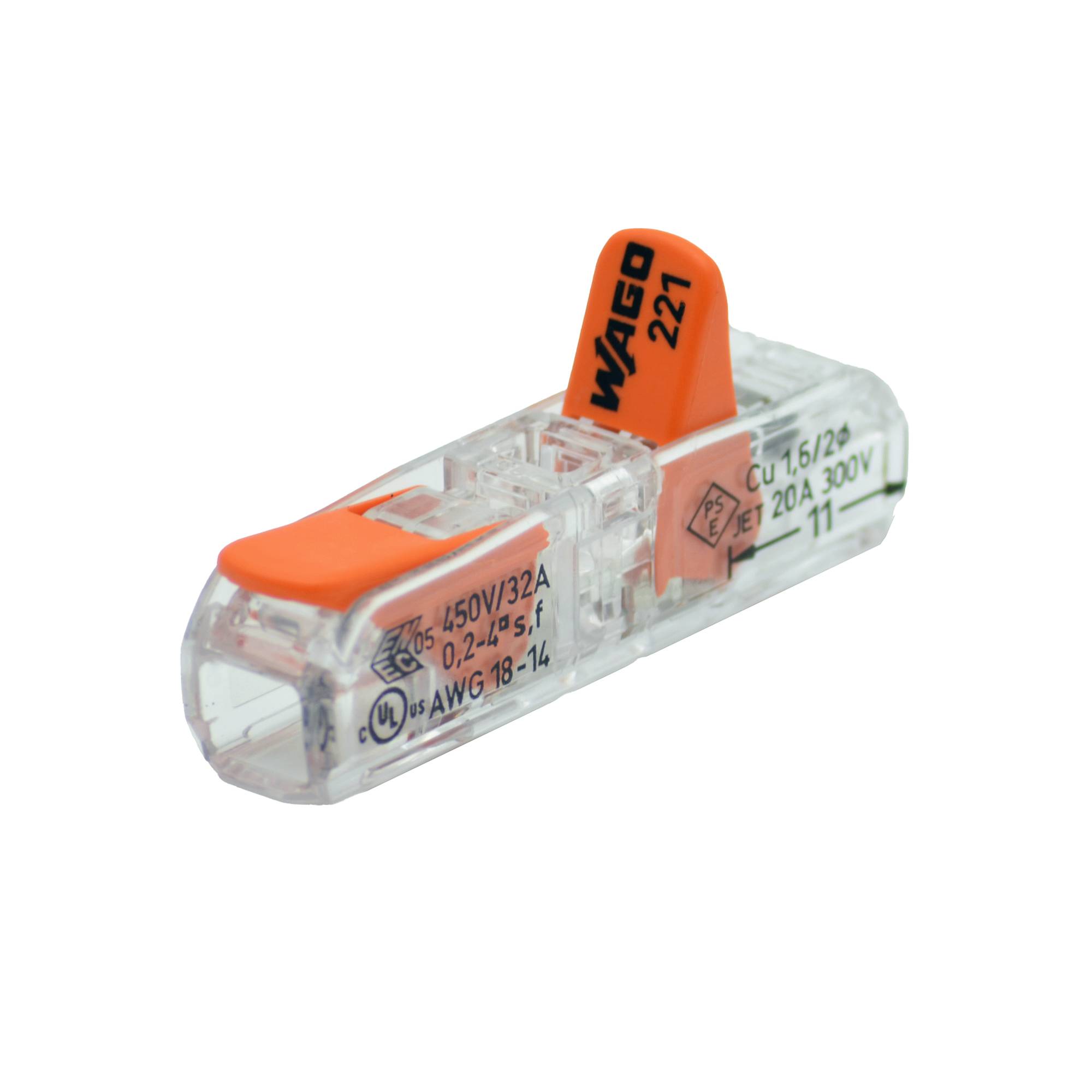 30 Stück WAGO 221-2411 Durchgangsverbinder Klemme mit Hebel - für Kabel 0,14 - 4mm²