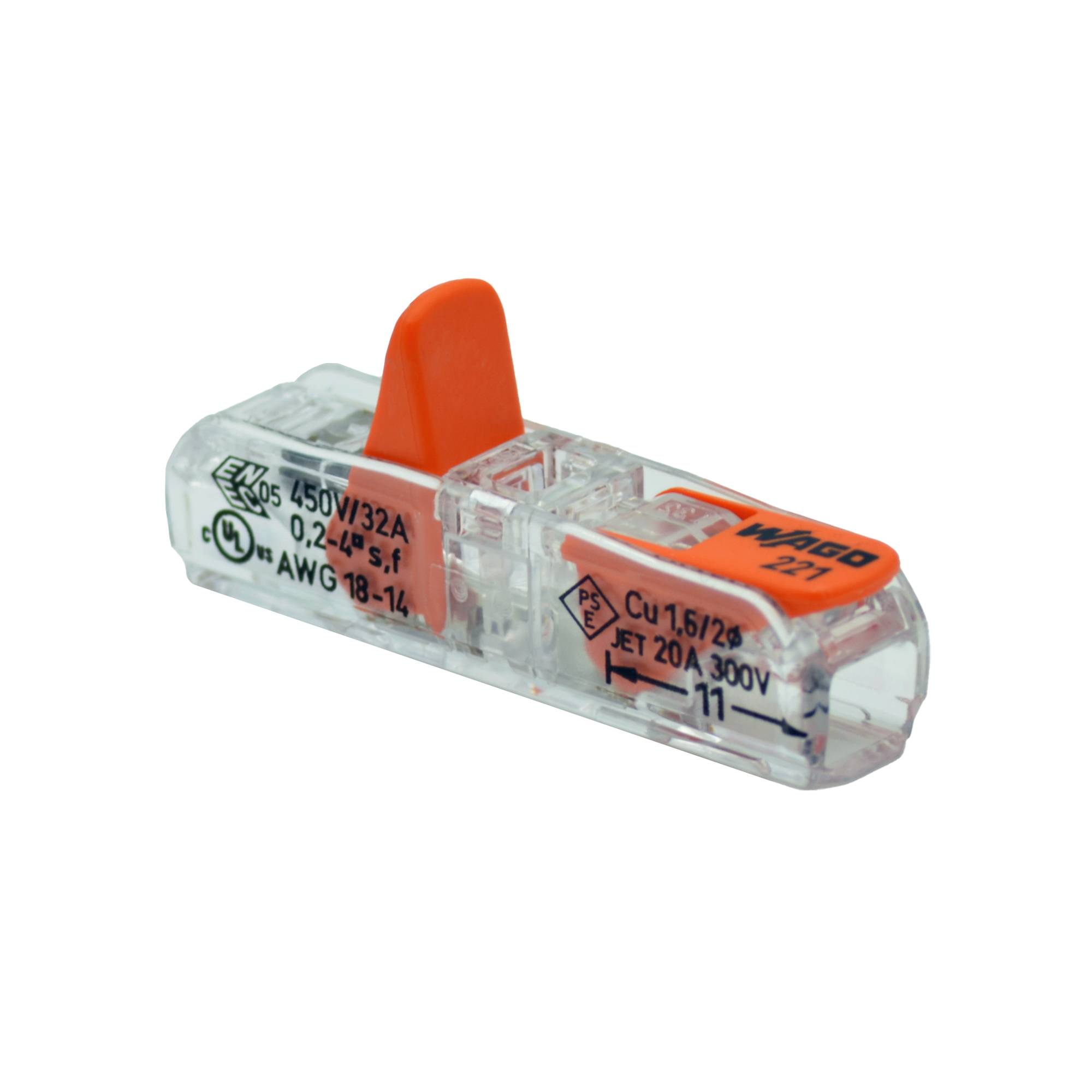 30 Stück WAGO 221-2411 Durchgangsverbinder Klemme mit Hebel - für Kabel 0,14 - 4mm²