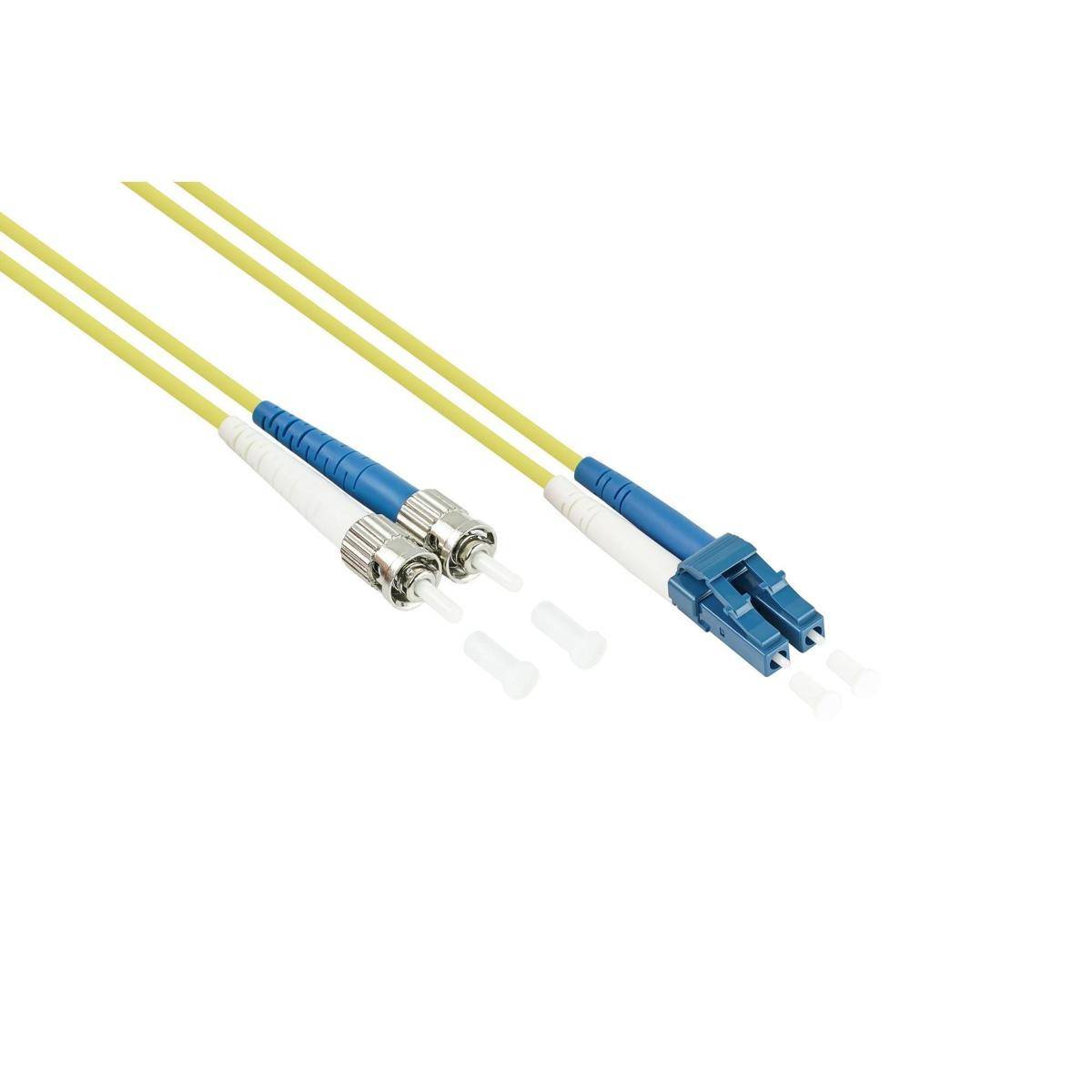 VARIA LWL Patchkabel OS2, Duplex, ST Stecker an LC Stecker, gelb, 0,3m