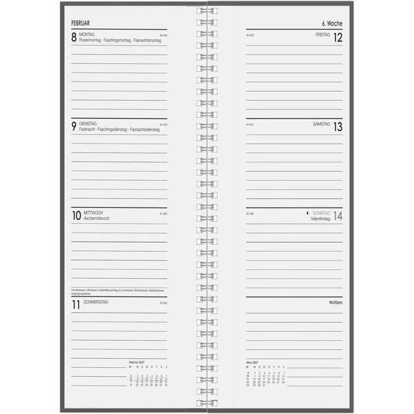 Vormerkbuch 709 10,5x29,7cm 1 Woche/2 Seite schwarz 2027