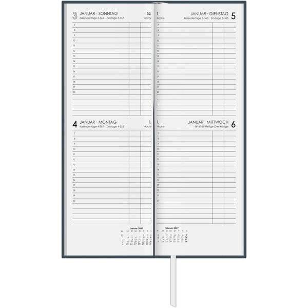 Tagevormerkbuch 801 10,4x29,6cm 2 Tage/1 Seite anthrazit 2027