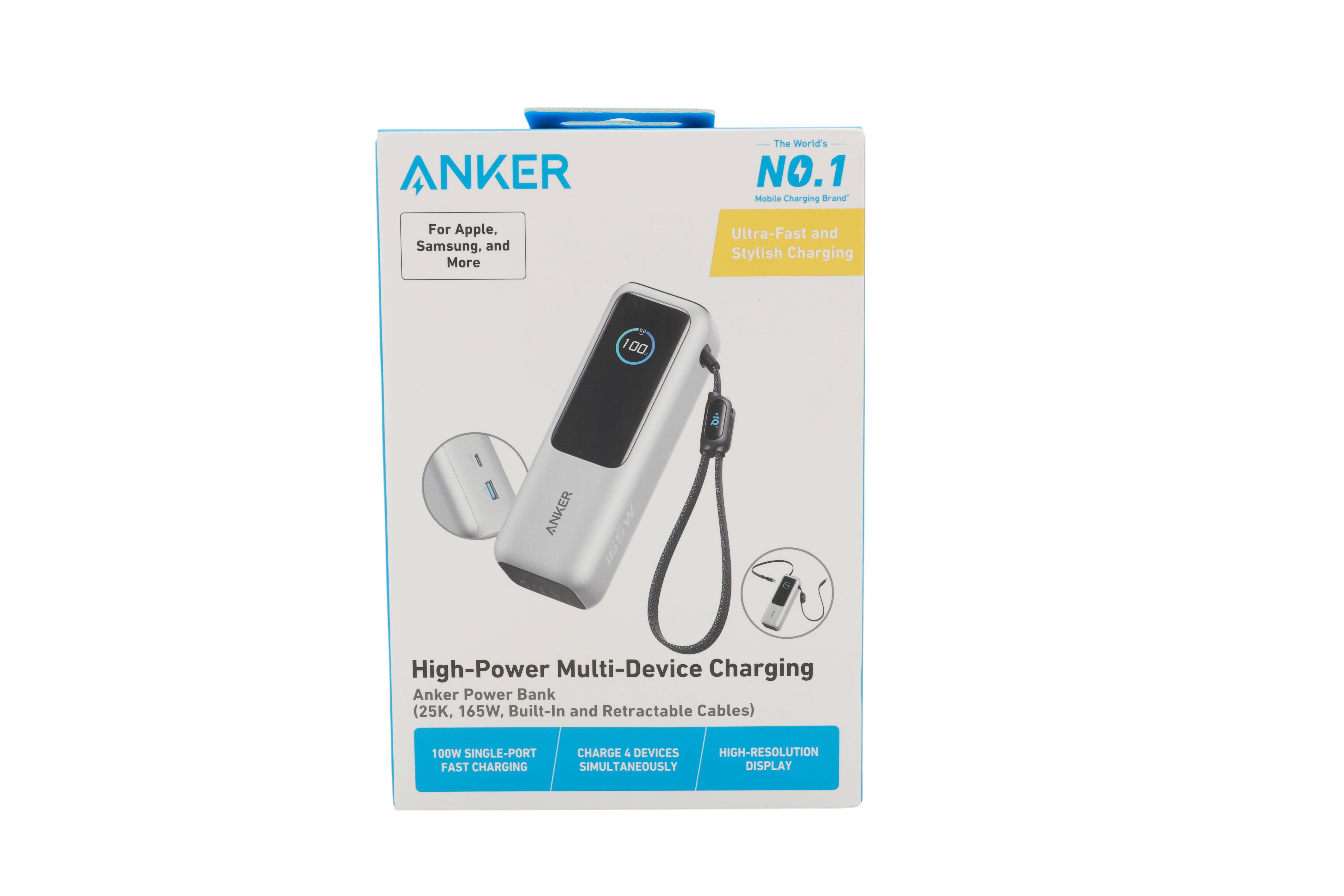 Anker 165W 25000?mAh Laptop Powerbank, Ladegerät mit 70cm ausziehbarem Kabel & T
