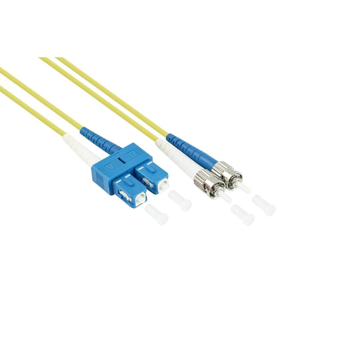 VARIA LWL Patchkabel OS2, Duplex, ST Stecker an SC Stecker, gelb, 0,5m